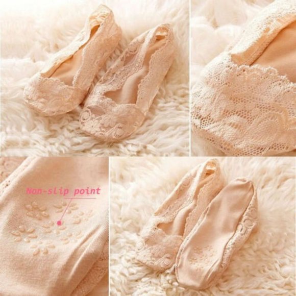 Women's Lace Invisible/No Show Socks, Nude Color - Picture 2 of 2